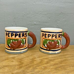 Hot Peppers Ceramic Coffee Cup / Mug Set of 2 by Houston Harvest‎ Gifts